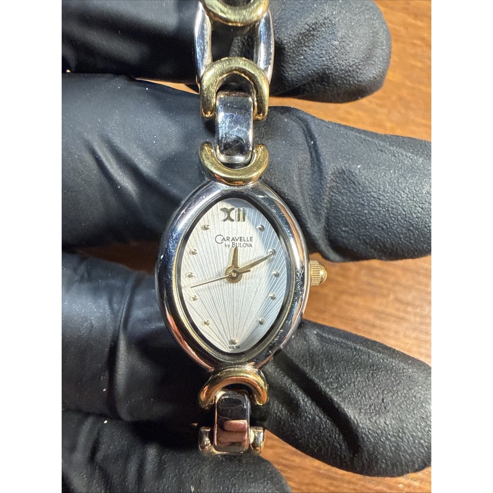 Caravelle By Bulova A4 Two Tone Quartz Analog Ladies Watch Excellent Condition